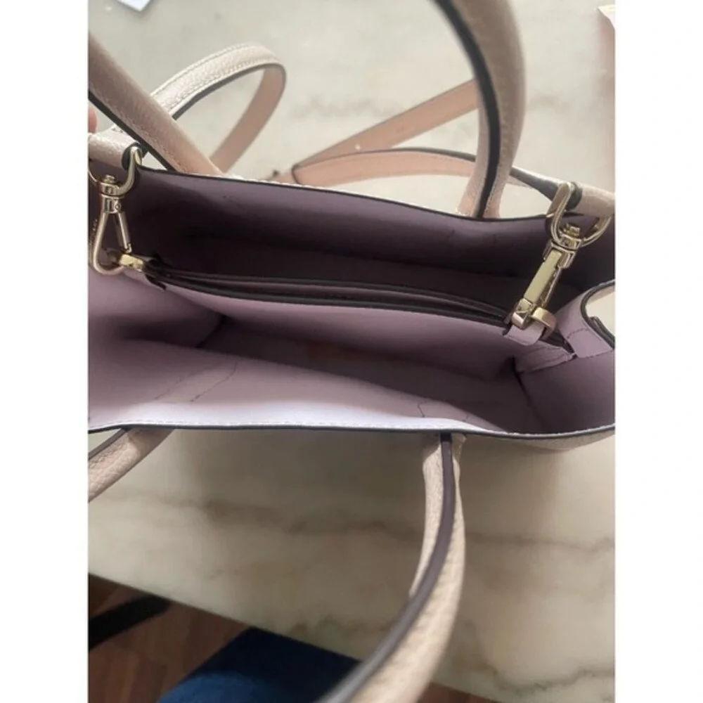 Kate Spade Eva Small Leather Satchel Crossbody Bag Purse Warm Beige/Blush